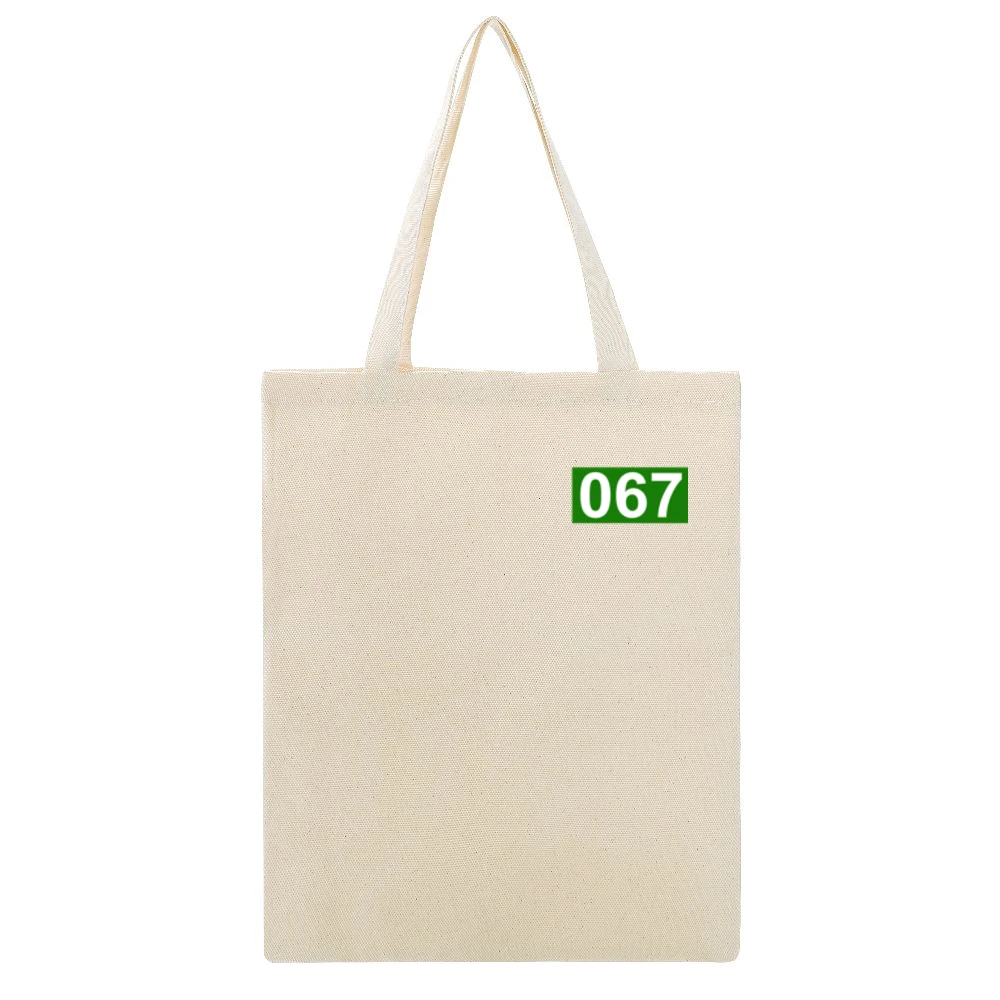 067 Squid Game Player Halloween Costume Beige Canvas Tote Shopping Bag
