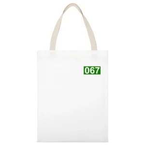 067 Squid Game Player Halloween Costume White Canvas Tote Shopping Bag