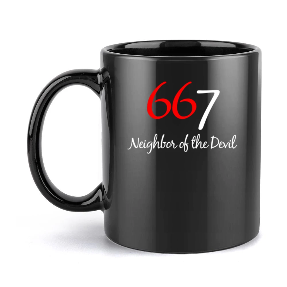 667 Neighbor Of The Devil Fun 666 Graphic Black Mug