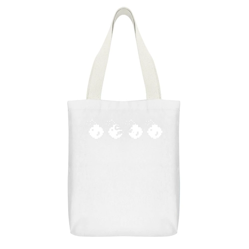 8 Bit Bombs Video Game Retro 80s White Canvas Tote Shopping Bag With Interior Pocket