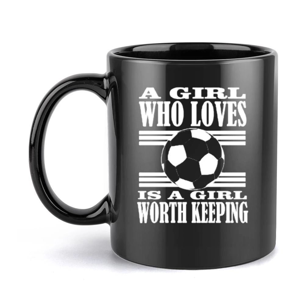 A Girl who love soccer Black Mug