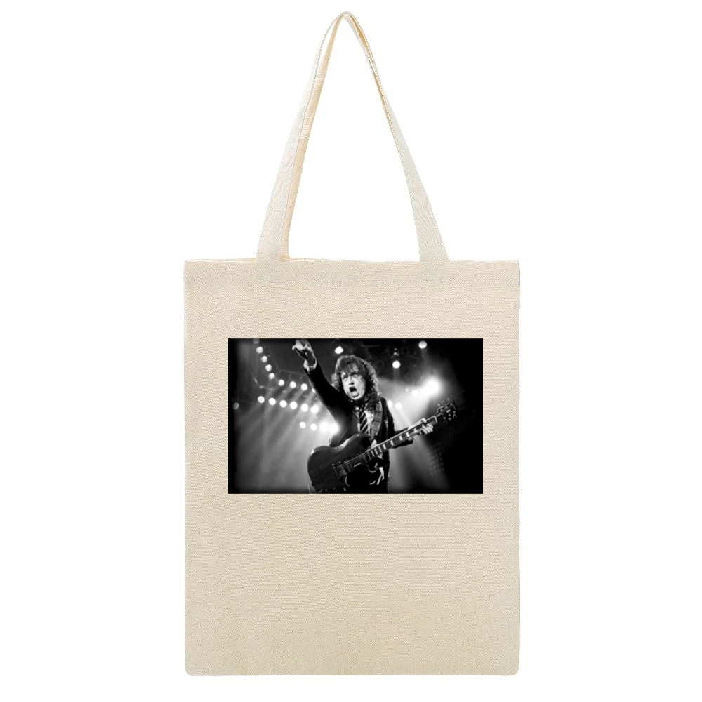 AC DC Angus Young Tshirt (All Colors Available) Beige Canvas Tote Shopping Bag