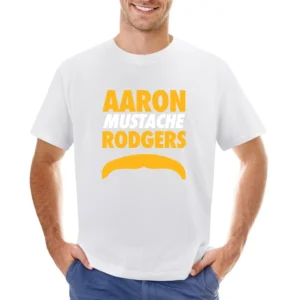 Aaron Rodgers Mustache Green Bay Football Funny Asian Size Men T-Shirt