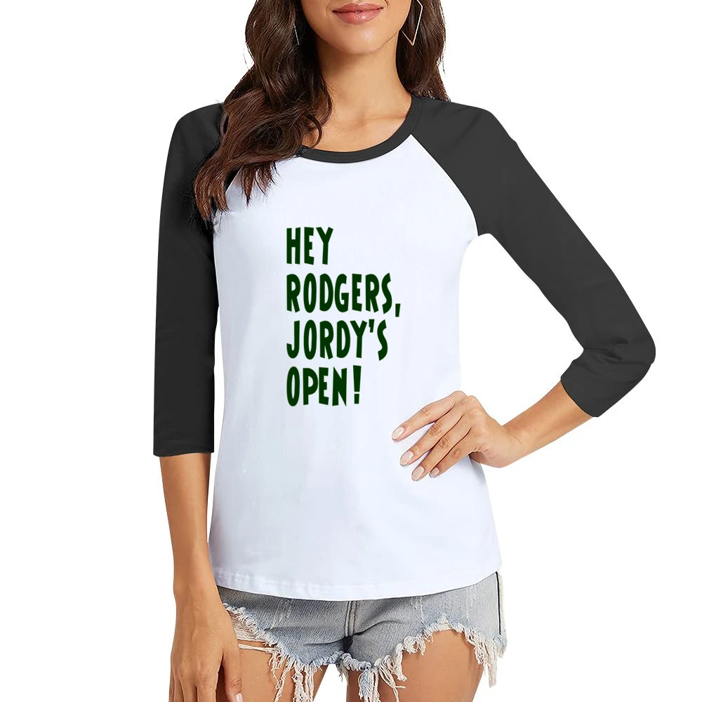 Aaron Rogers Jordy Nelson Packers Tshirt Women Ladies 3-4 Sleeve T-Shirt