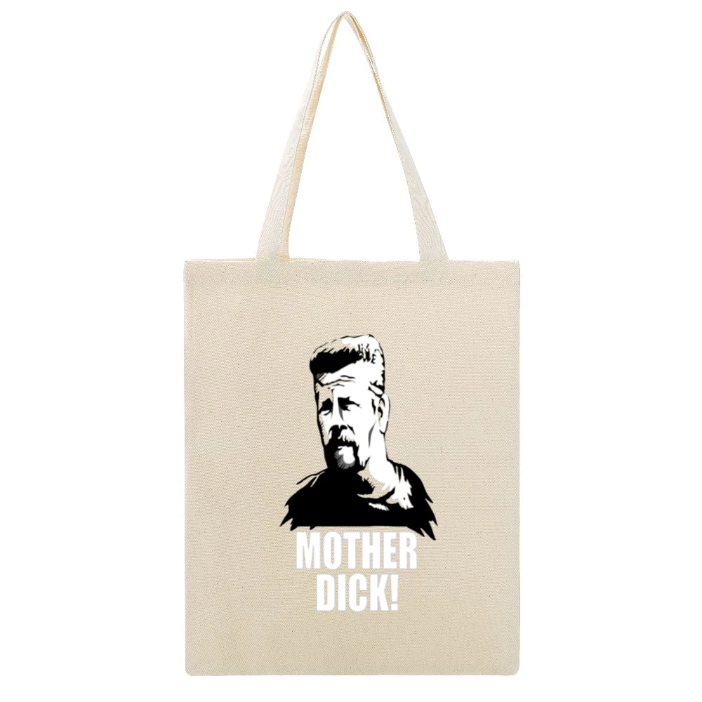 Abraham Mother Dick Tshirt Beige Canvas Tote Shopping Bag