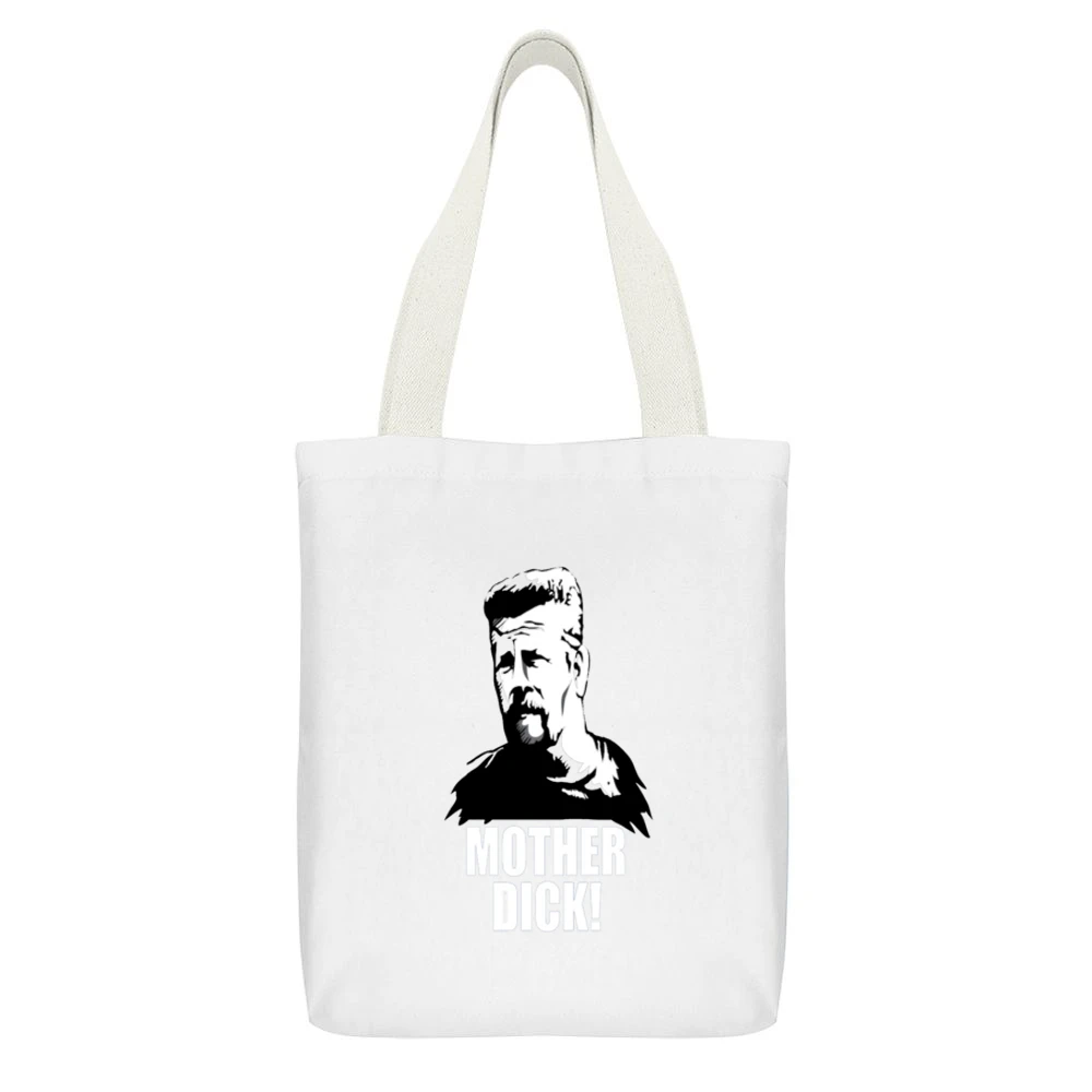 Abraham Mother Dick Tshirt White Canvas Tote Shopping Bag With Interior Pocket