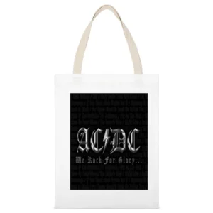 Ac Dc Tshirt White Canvas Tote Shopping Bag