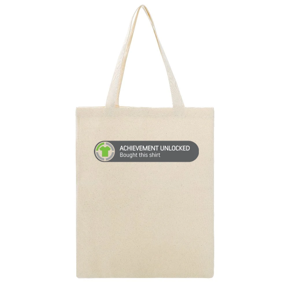 Achievement unlocked bought this shirt Beige Canvas Tote Shopping Bag