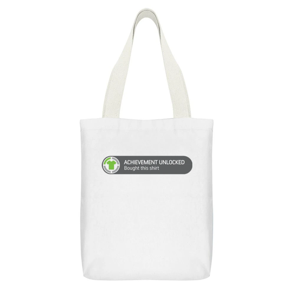 Achievement unlocked bought this shirt White Canvas Tote Shopping Bag With Interior Pocket