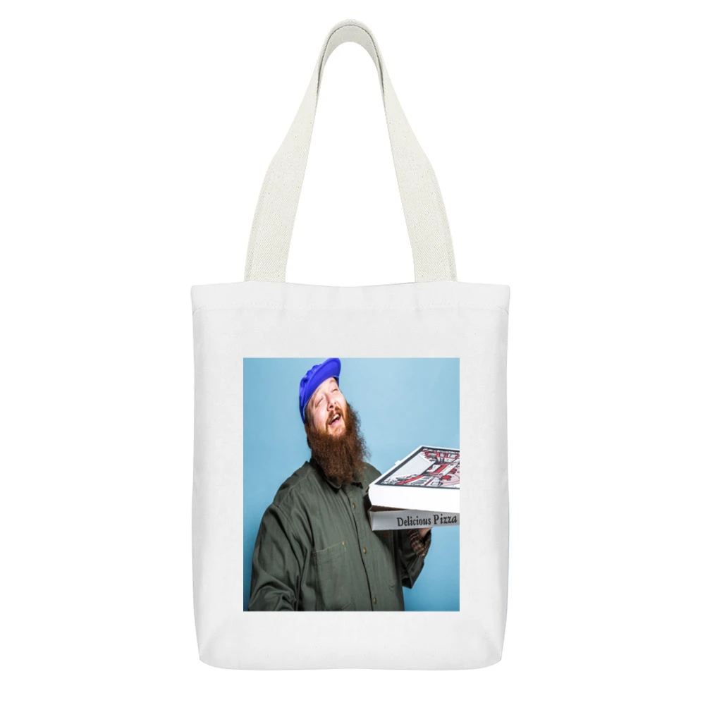 Action Bronson Delicious Pizza Tshirt White Canvas Tote Shopping Bag With Interior Pocket