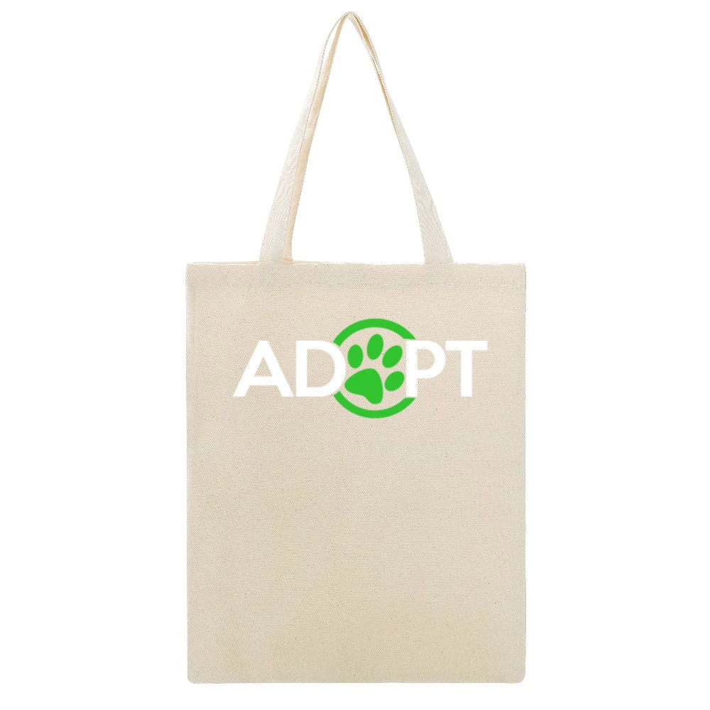 Adopt Fun Dog Cat Lover Kate Upton Rescue Beige Canvas Tote Shopping Bag