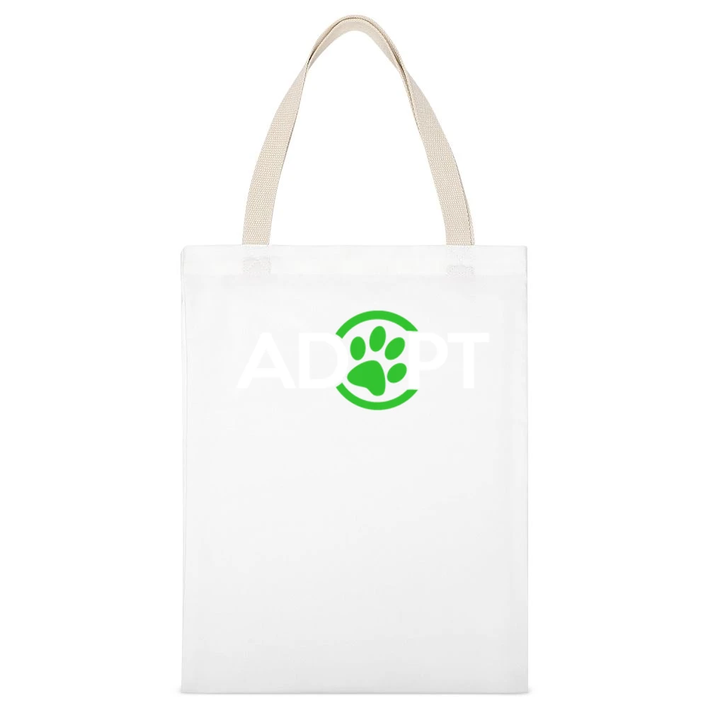 Adopt Fun Dog Cat Lover Kate Upton Rescue White Canvas Tote Shopping Bag