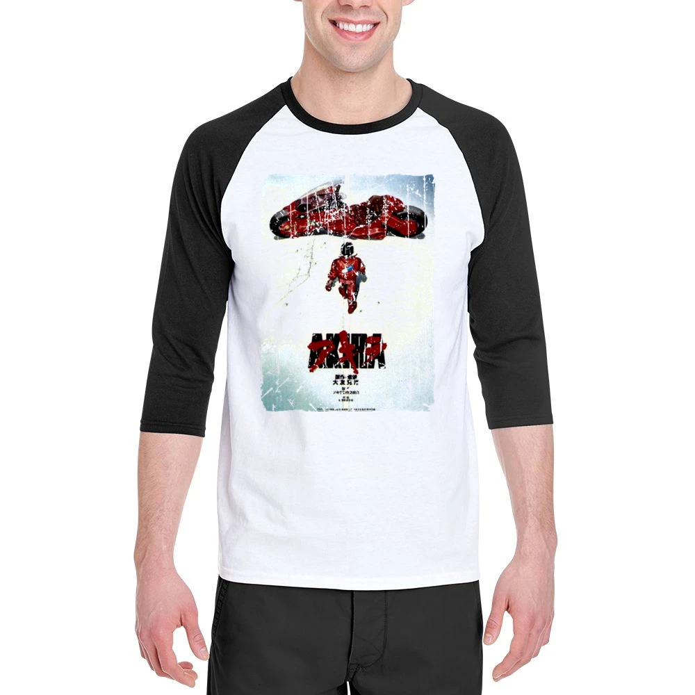Akira Movie Poster Retro Aged Look Men 3/4 Sleeve T-Shirt