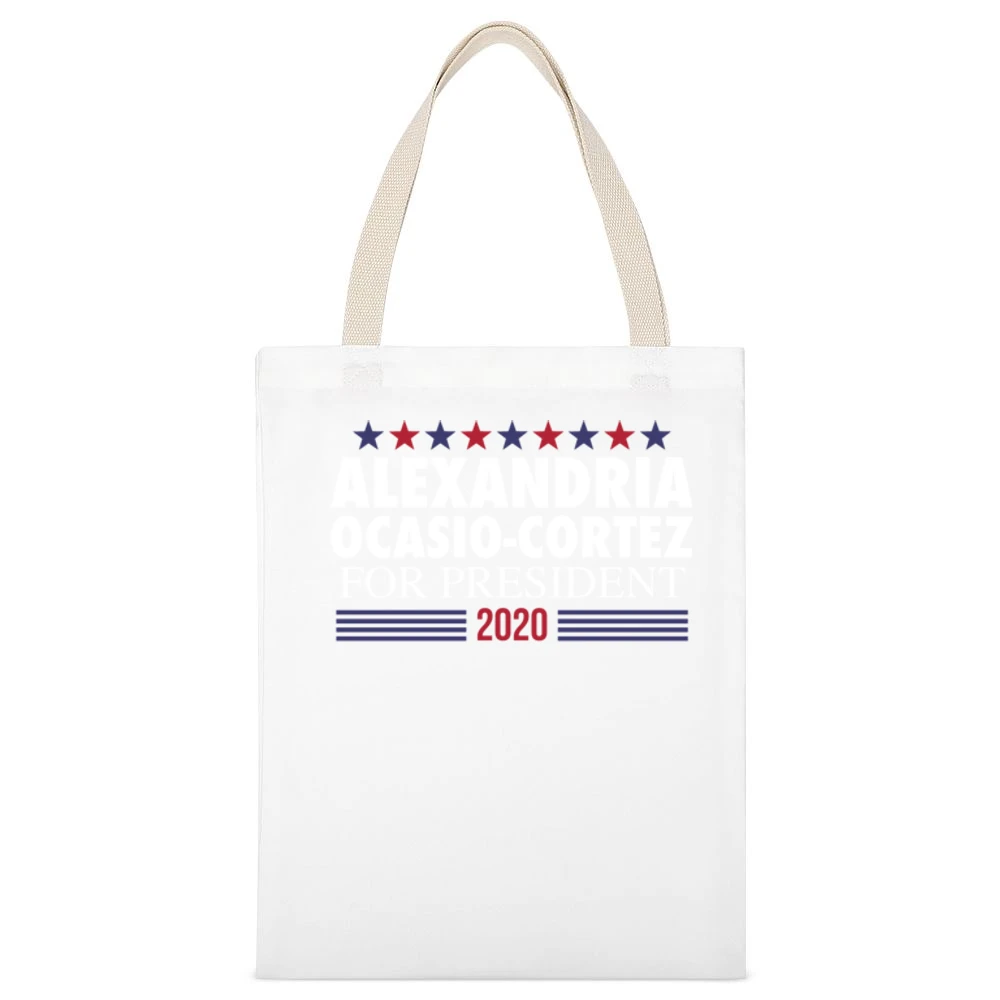 Alexandria Ocasio Cortez For President 2020 Female Democrat American P White Canvas Tote Shopping Bag