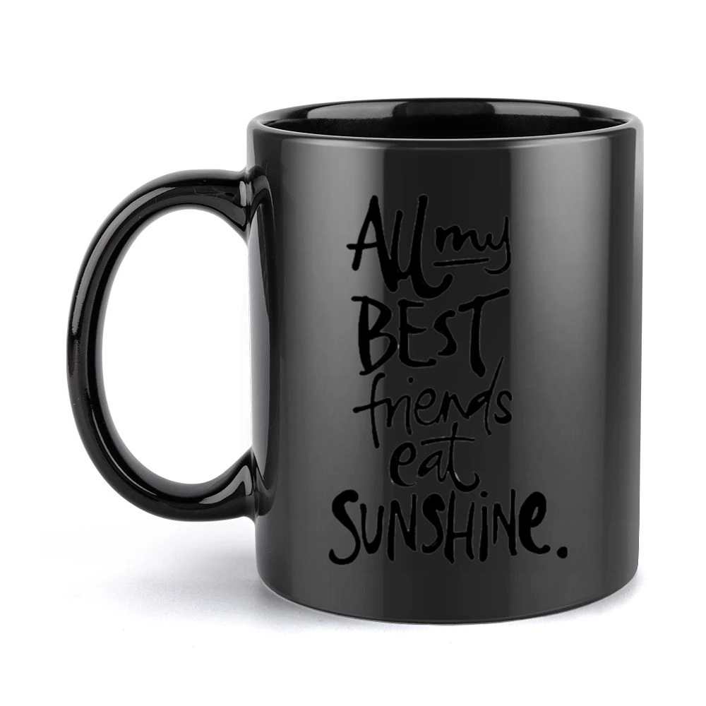 All My Best Friends Eat Sunshine Fun Graphic Tee Shirt Black Mug