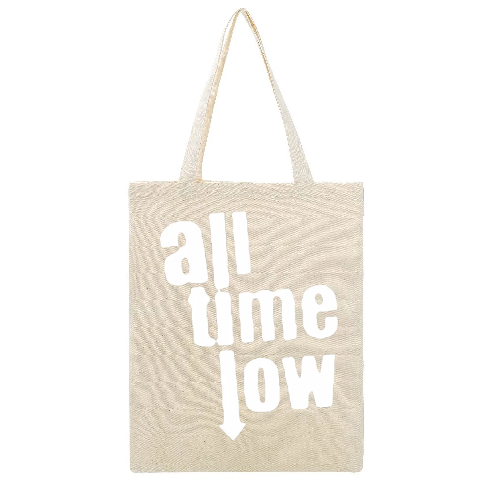 All Time Low Beige Canvas Tote Shopping Bag