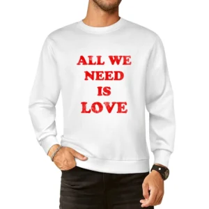 All We Need Is Love Fun Cool Vintage Style Distressed Graphic 80s T Sh European Size Pullover Sweater