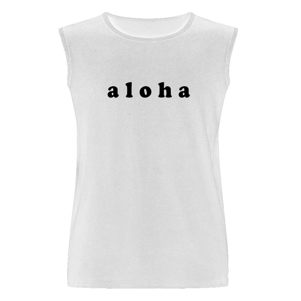 Aloha Hawaii Hello Goodbye Fun Graphic Men Sleeveless T-Shirt