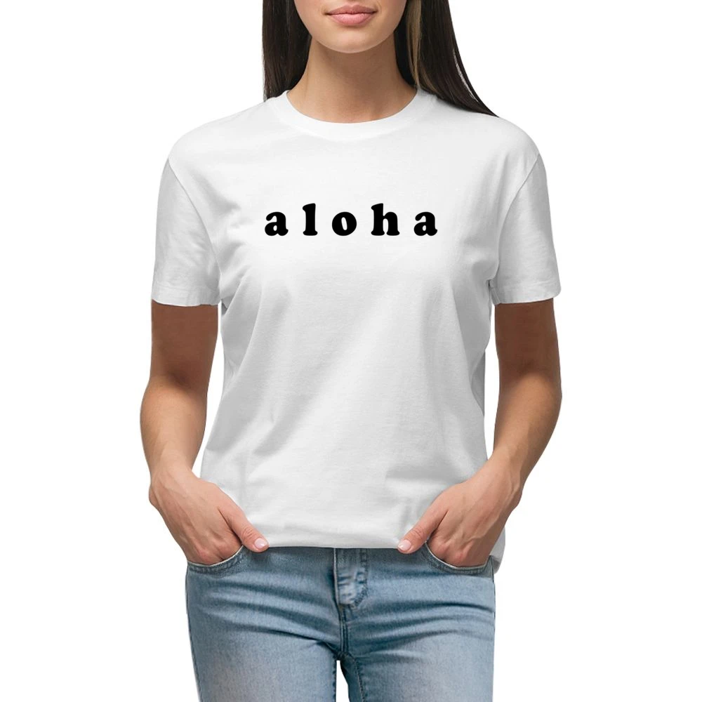 Aloha Hawaii Hello Goodbye Fun Graphic Premium Women Ladies T-shirt