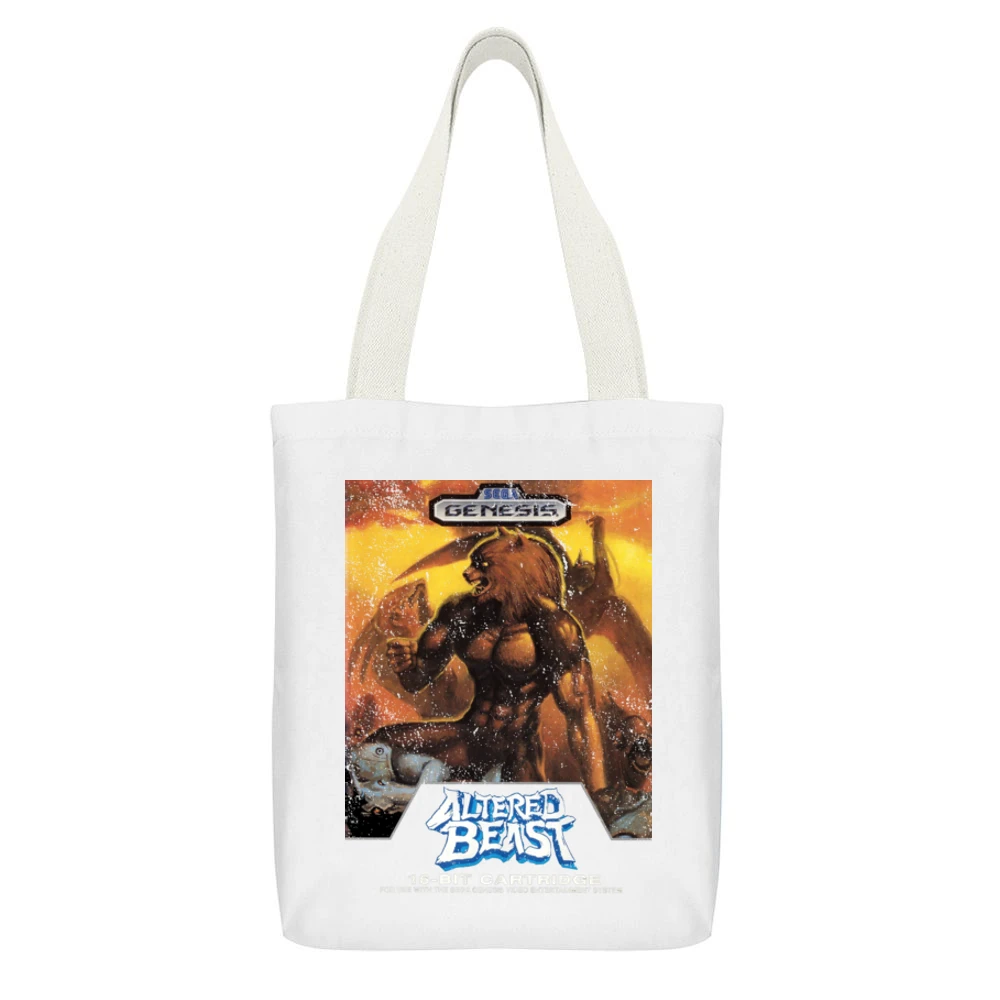 Altered Beast Sega Genesis Old School Retro Video Game Fan Distressed White Canvas Tote Shopping Bag With Interior Pocket