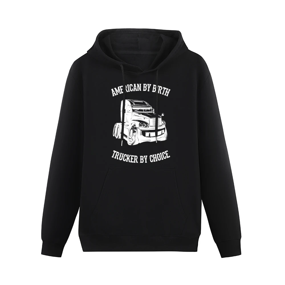 American By Birth Trucker By Choice Men Hoodie With Pocket