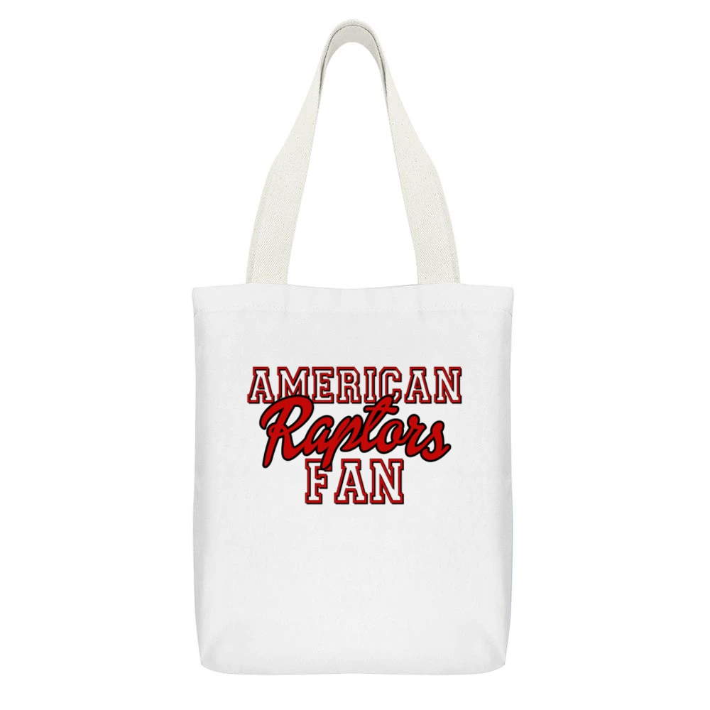 American Raptors Fun Toronto Basketball Fan National League Playoffs G White Canvas Tote Shopping Bag With Interior Pocket