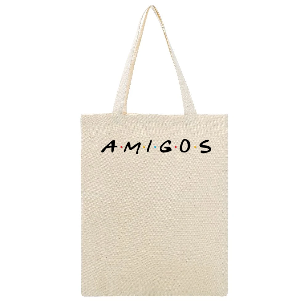 Amigos Fun Cool Spanish Friends Popular Tv Show Sitcom Graphic Tee Shi Beige Canvas Tote Shopping Bag