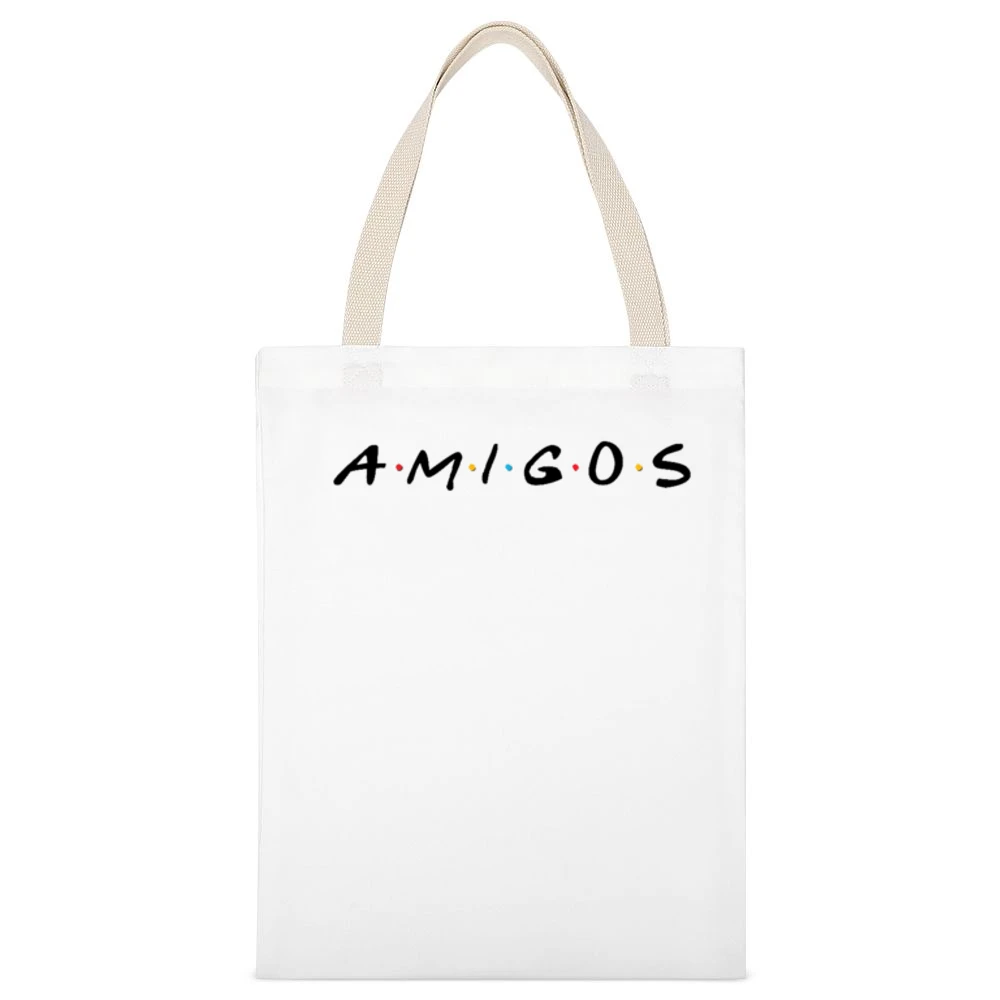 Amigos Fun Cool Spanish Friends Popular Tv Show Sitcom Graphic Tee Shi White Canvas Tote Shopping Bag