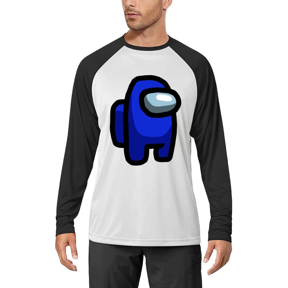 Among Us Blue Character Fun Video Game Fan Men Long Sleeve T-Shirt
