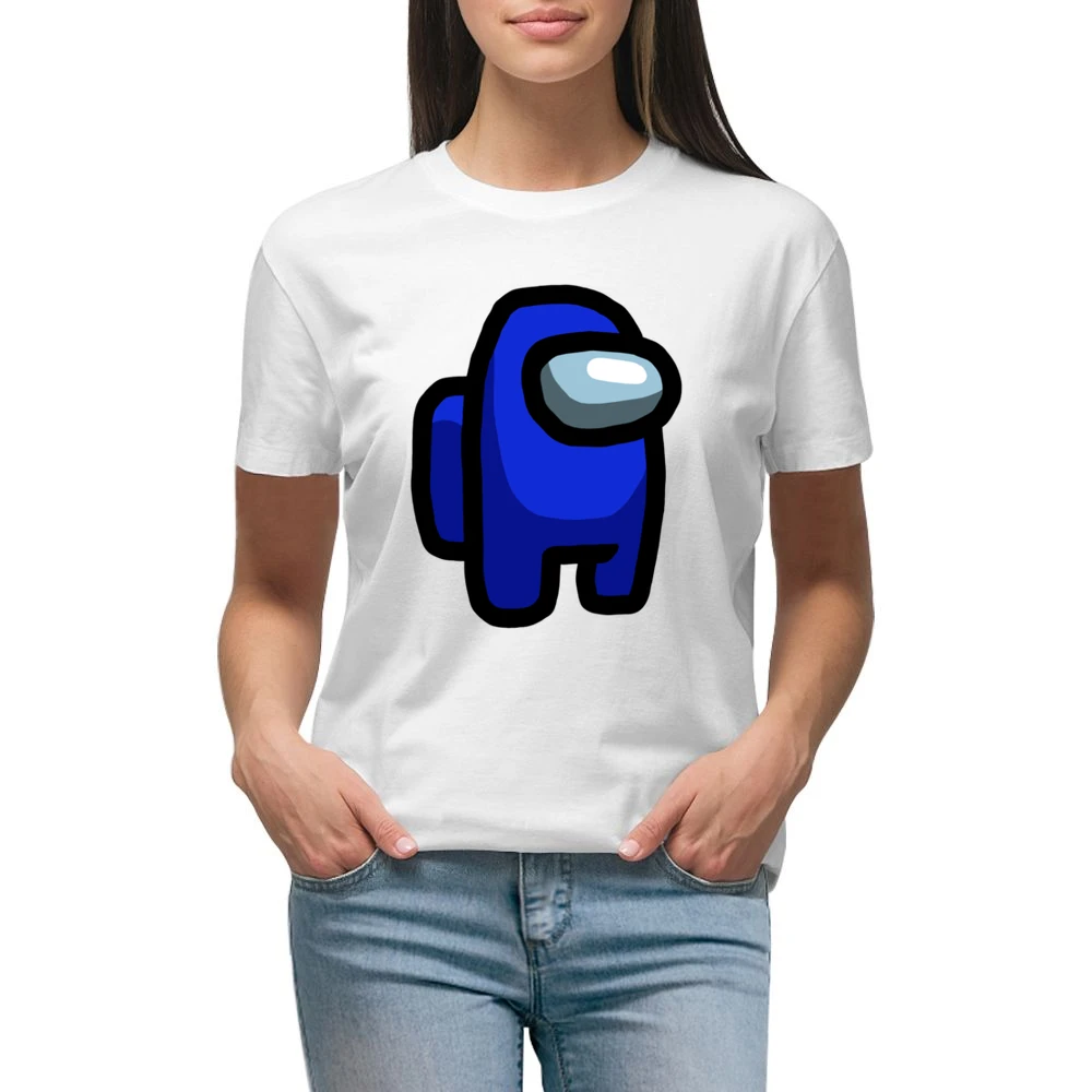 Among Us Blue Character Fun Video Game Fan Premium Women Ladies T-shirt