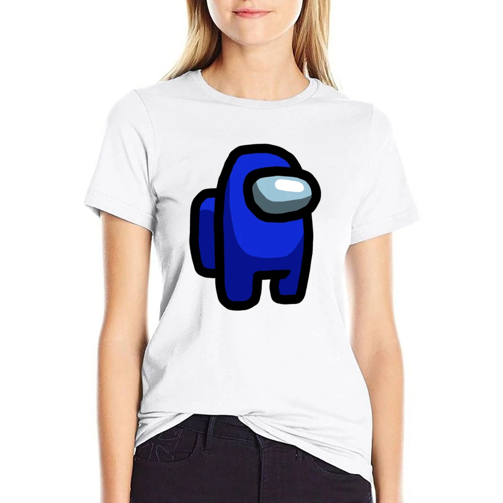 Among Us Blue Character Fun Video Game Fan US Size Women Ladies T-shirt