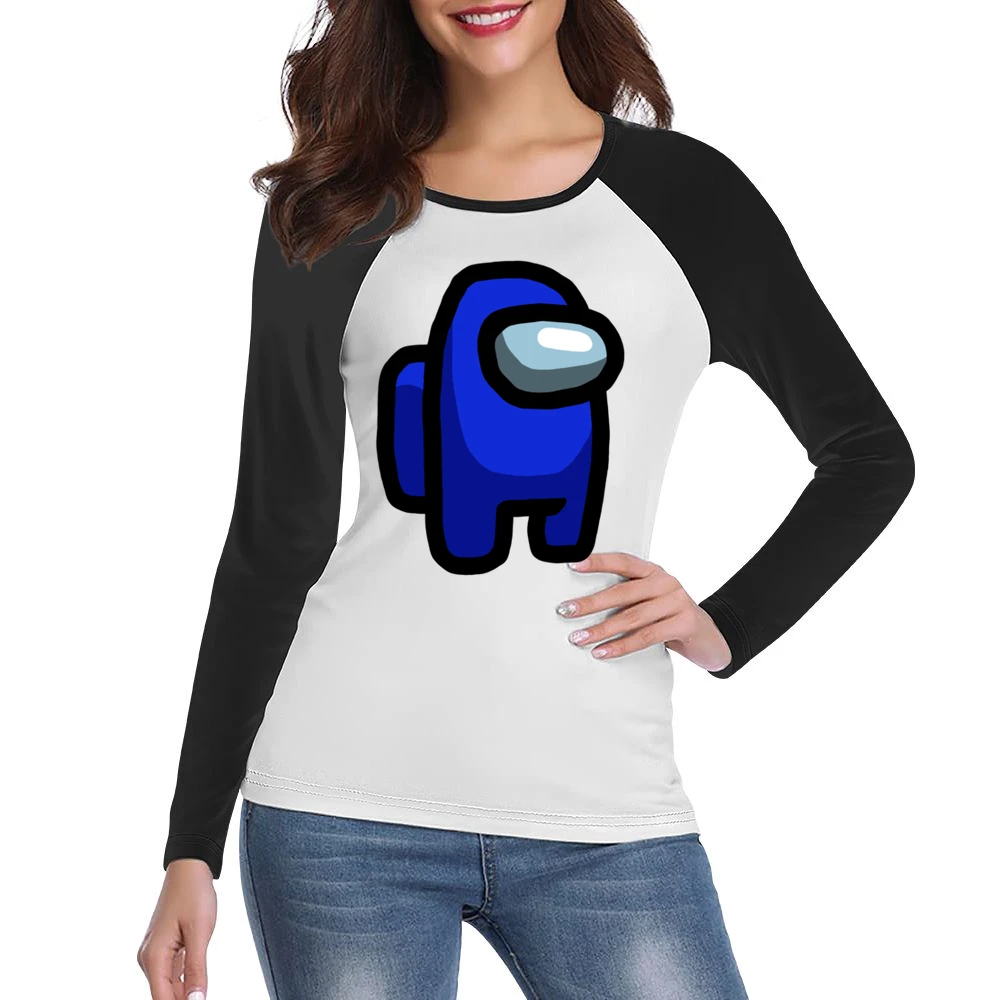 Among Us Blue Character Fun Video Game Fan Women Ladies Long Sleeve T-Shirt