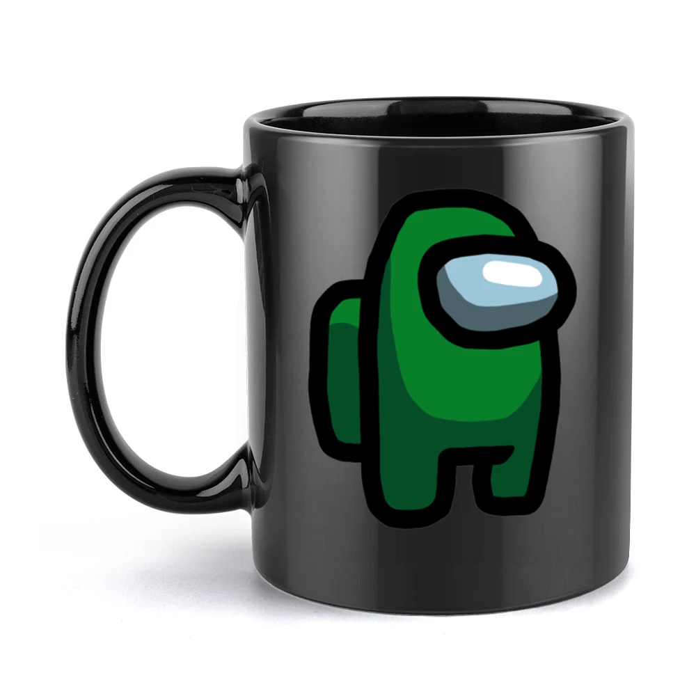 Among Us Green Character Fun Video Game Fan Black Mug