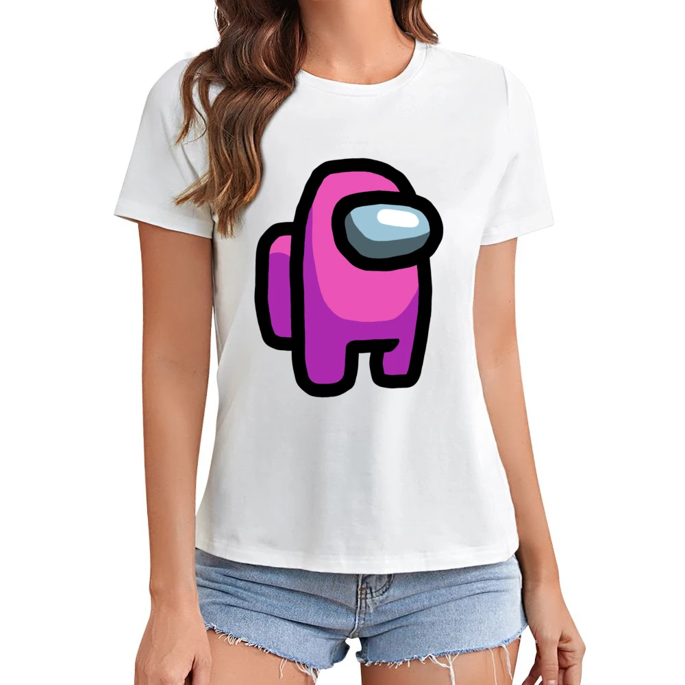 Among Us Pink Character Fun Video Game Fan Asian Size Women Ladies T-shirt