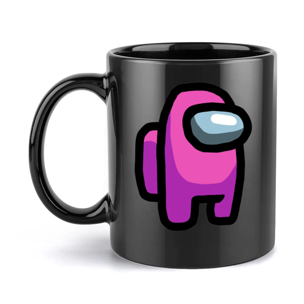 Among Us Pink Character Fun Video Game Fan Black Mug