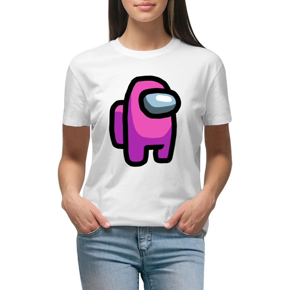 Among Us Pink Character Fun Video Game Fan Premium Women Ladies T-shirt