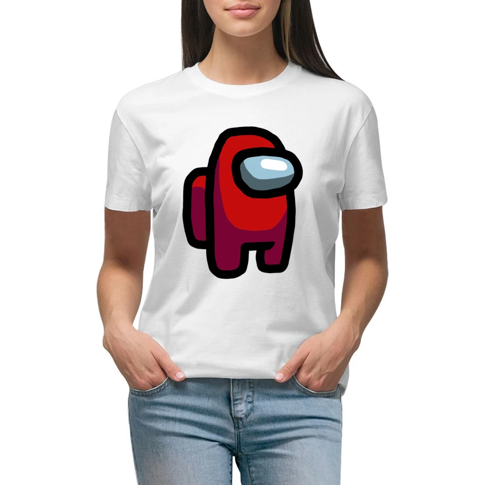 Among Us Red Character Fun Video Game Fan Premium Women Ladies T-shirt