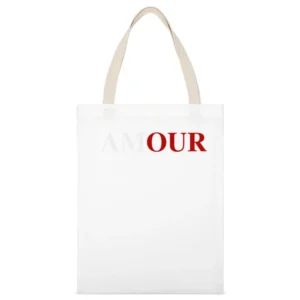 Amour Fun Our Love French Popular Celebrity Graphic White Canvas Tote Shopping Bag