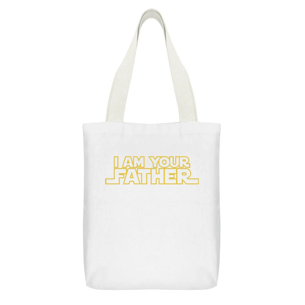 Anakin Skywalker to Luke as Darth Vader Star Wars I am your father T S White Canvas Tote Shopping Bag With Interior Pocket