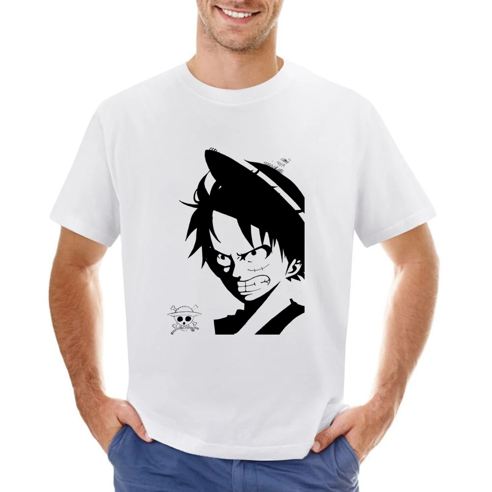 Angry Monkey D Lufffy One Piece straw hat pirates Asian Size Men T-Shirt