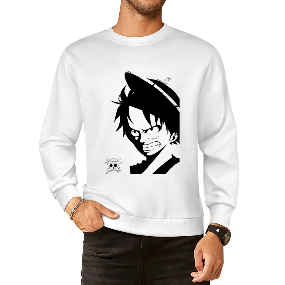 Angry Monkey D Lufffy One Piece straw hat pirates European Size Pullover Sweater