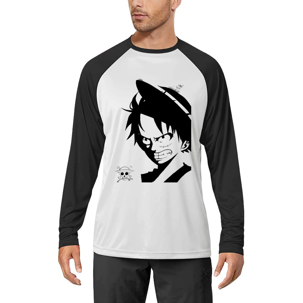 Angry Monkey D Lufffy One Piece straw hat pirates Men Long Sleeve T-Shirt