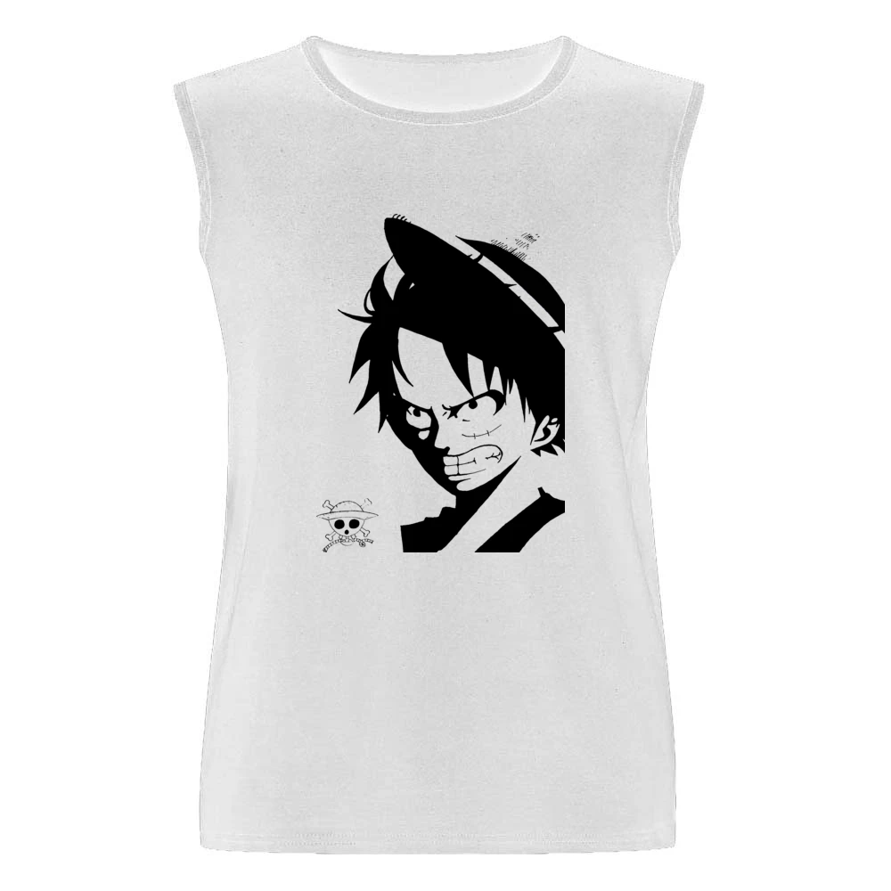 Angry Monkey D Lufffy One Piece straw hat pirates Men Sleeveless T-Shirt