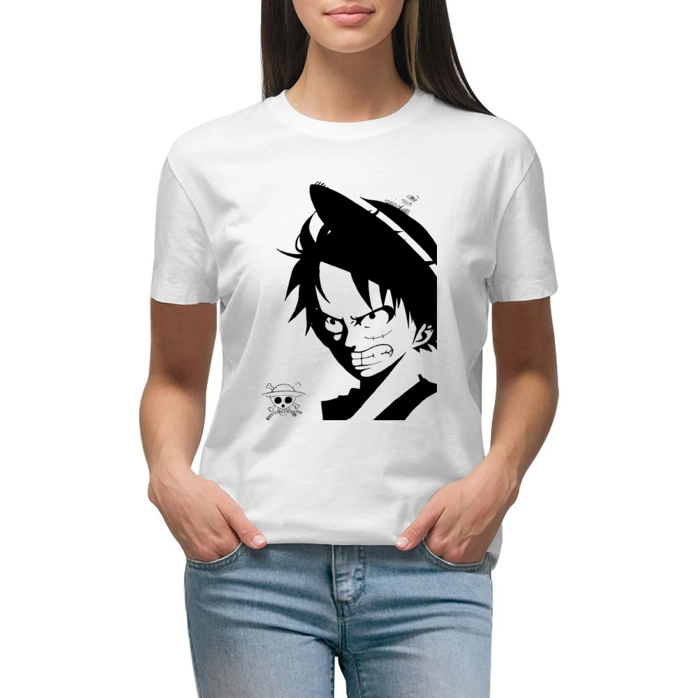 Angry Monkey D Lufffy One Piece straw hat pirates Premium Women Ladies T-shirt