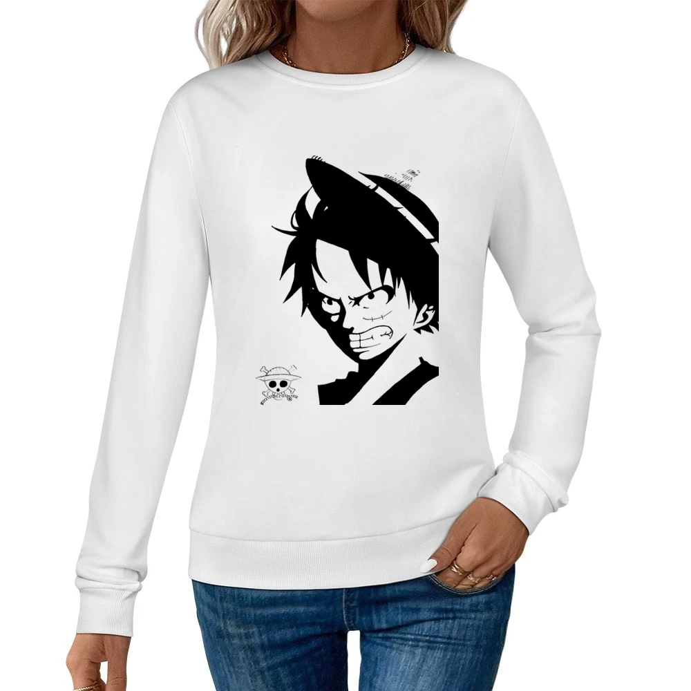 Angry Monkey D Lufffy One Piece straw hat pirates Women Pullover Sweatshirt