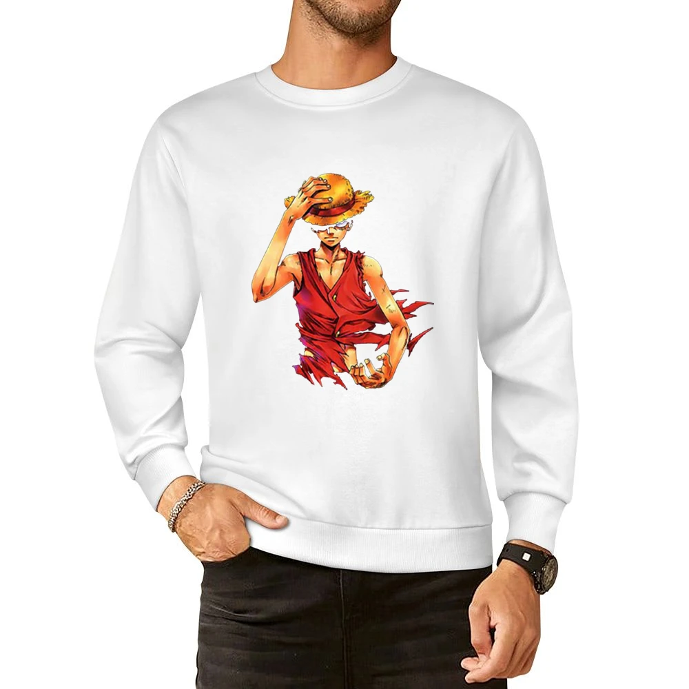 Angry serious Monkey D Luffy straw hat One Piece Pirate king European Size Pullover Sweater