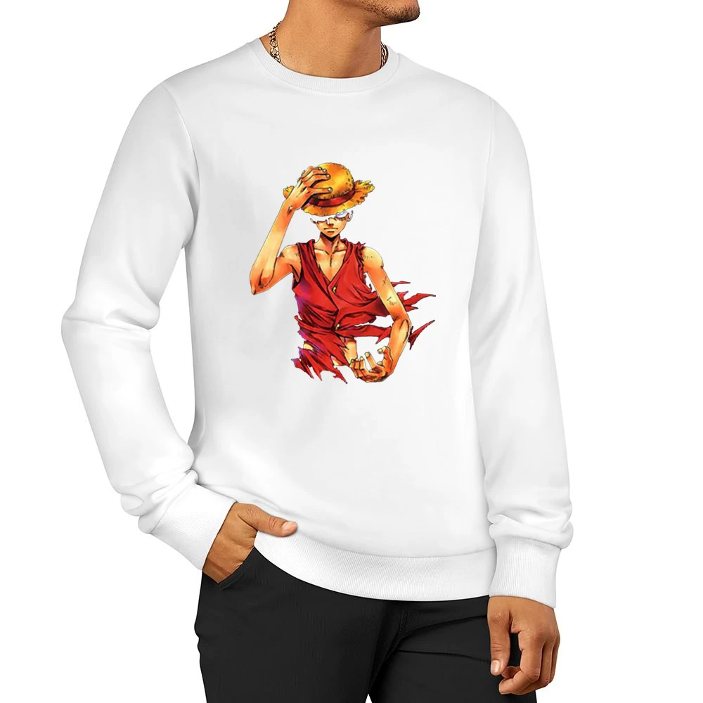 Angry serious Monkey D Luffy straw hat One Piece Pirate king Men Pullover Sweatshirt