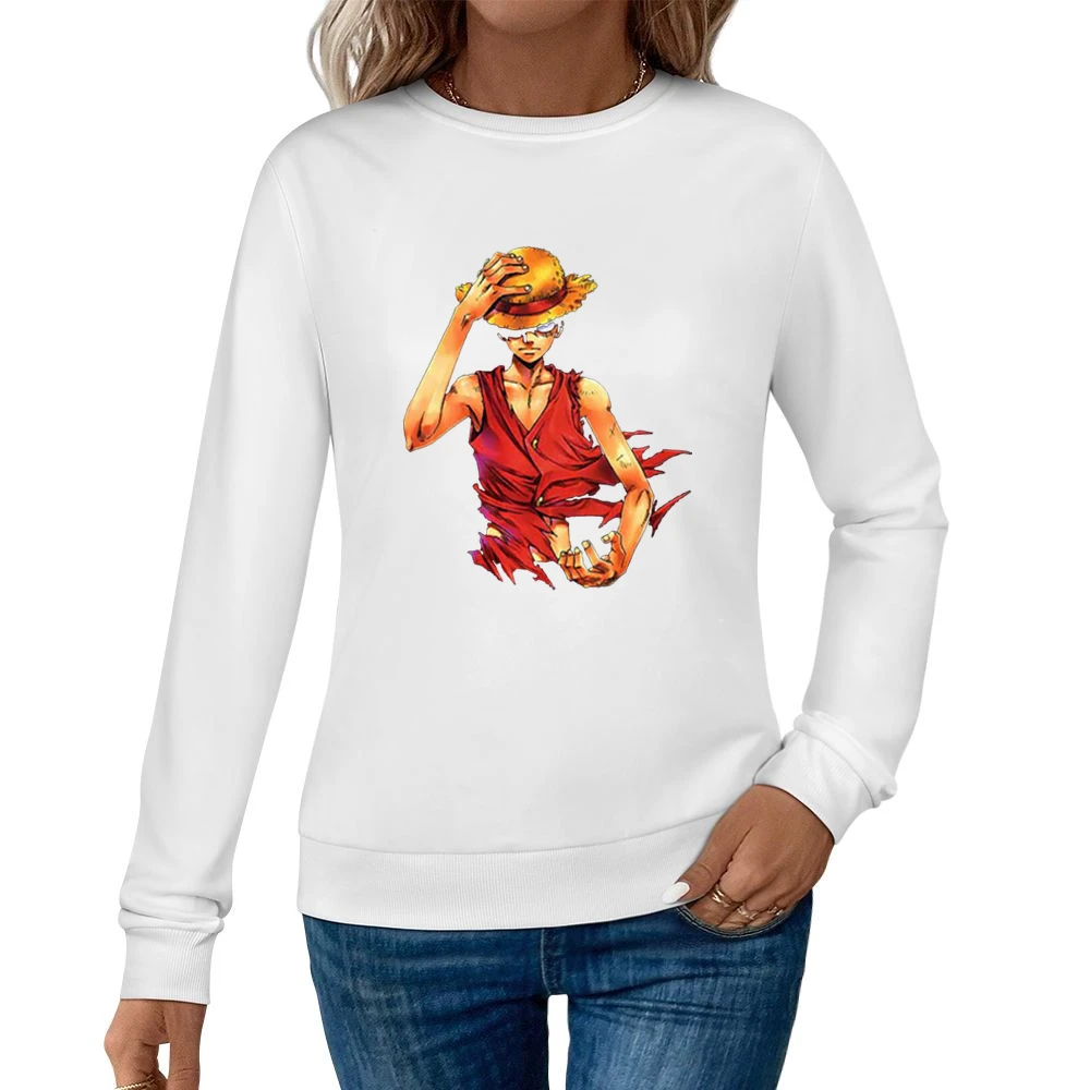 Angry serious Monkey D Luffy straw hat One Piece Pirate king Women Pullover Sweatshirt