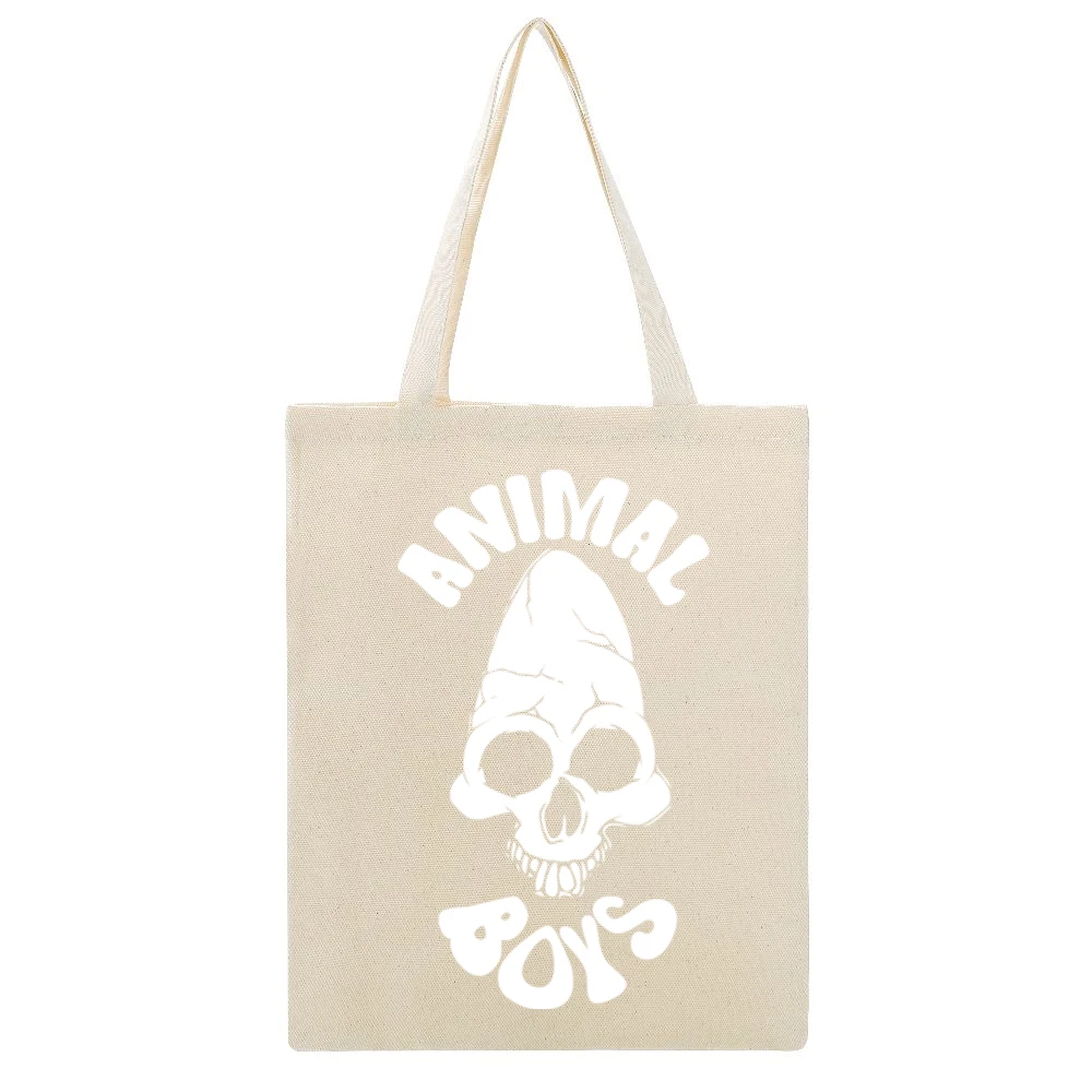 Animal Boys Skull Beige Canvas Tote Shopping Bag