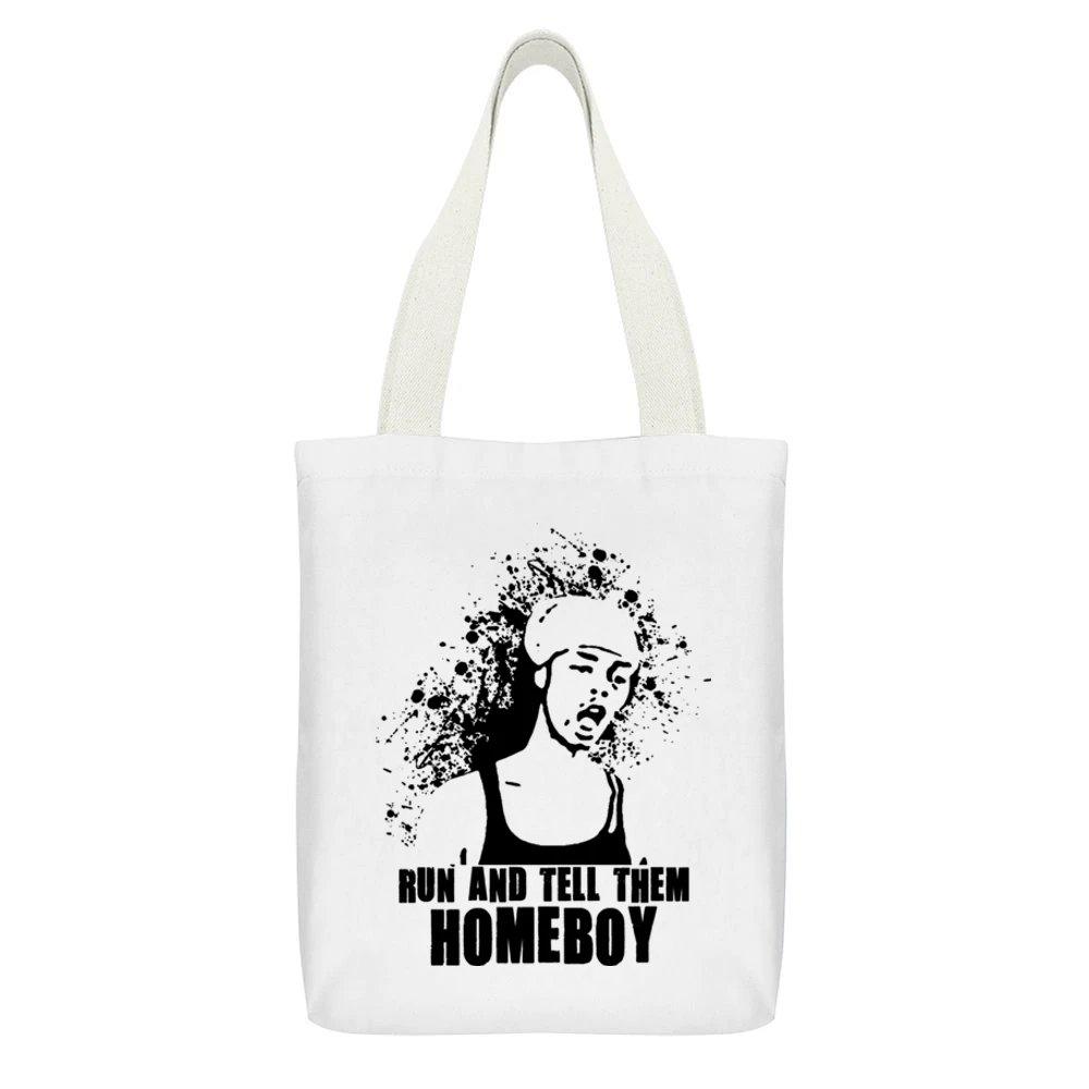 Antoine Dodson Run And Tell Them Homeboy White Canvas Tote Shopping Bag With Interior Pocket